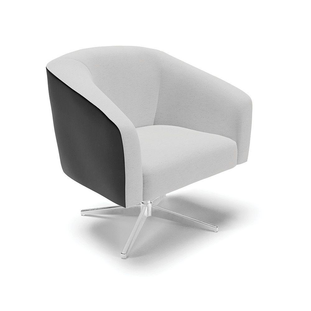 Cadeira Sala De Jantar Giratória Cromada Kit 2 Stella Pto/linho D03 - D'rossi Cor Cinza - 3