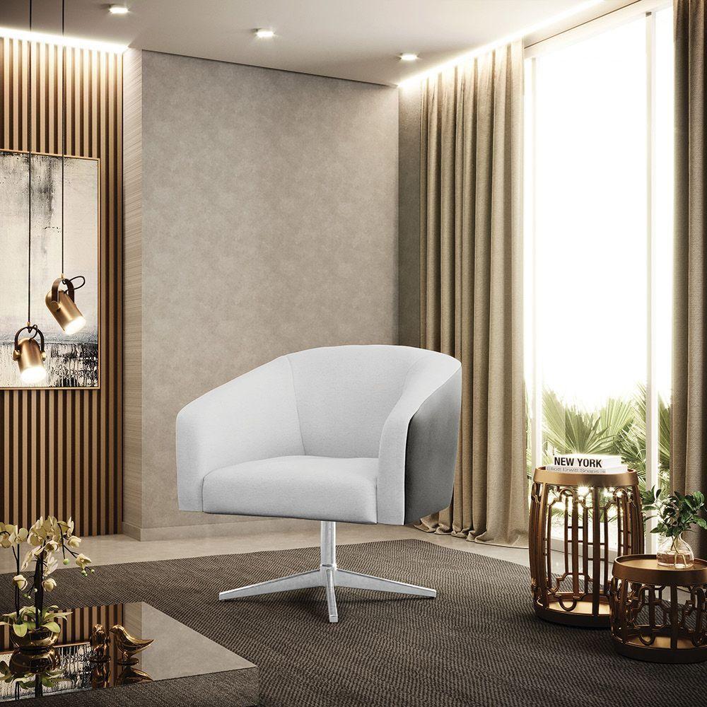 Cadeira Sala De Jantar Giratória Cromada Kit 2 Stella Pto/linho D03 - D'rossi Cor Cinza - 7