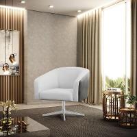 Cadeira Sala De Jantar Giratória Cromada Kit 2 Stella Pto/linho D03 - D'rossi Cor Cinza - 7