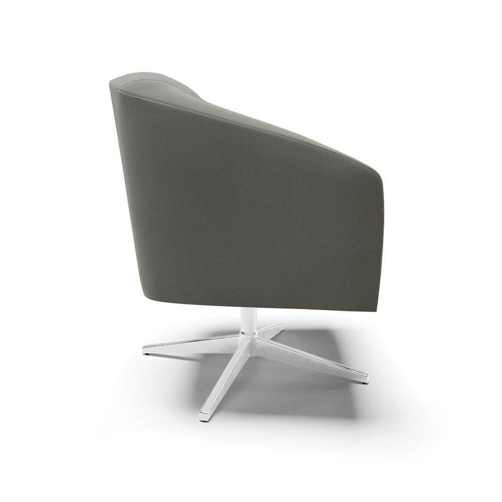 Cadeira Sala De Jantar Giratória Base Cromada Kit 2 Stella Suede D03 - D'rossi Cor Grafite - 2