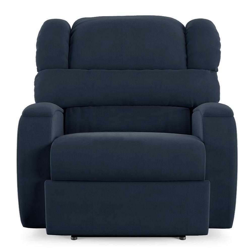 Poltrona Do Papai Reclinável Napoli Elétrica Botão Led Massagem Veludo Fh1 Azul - 3