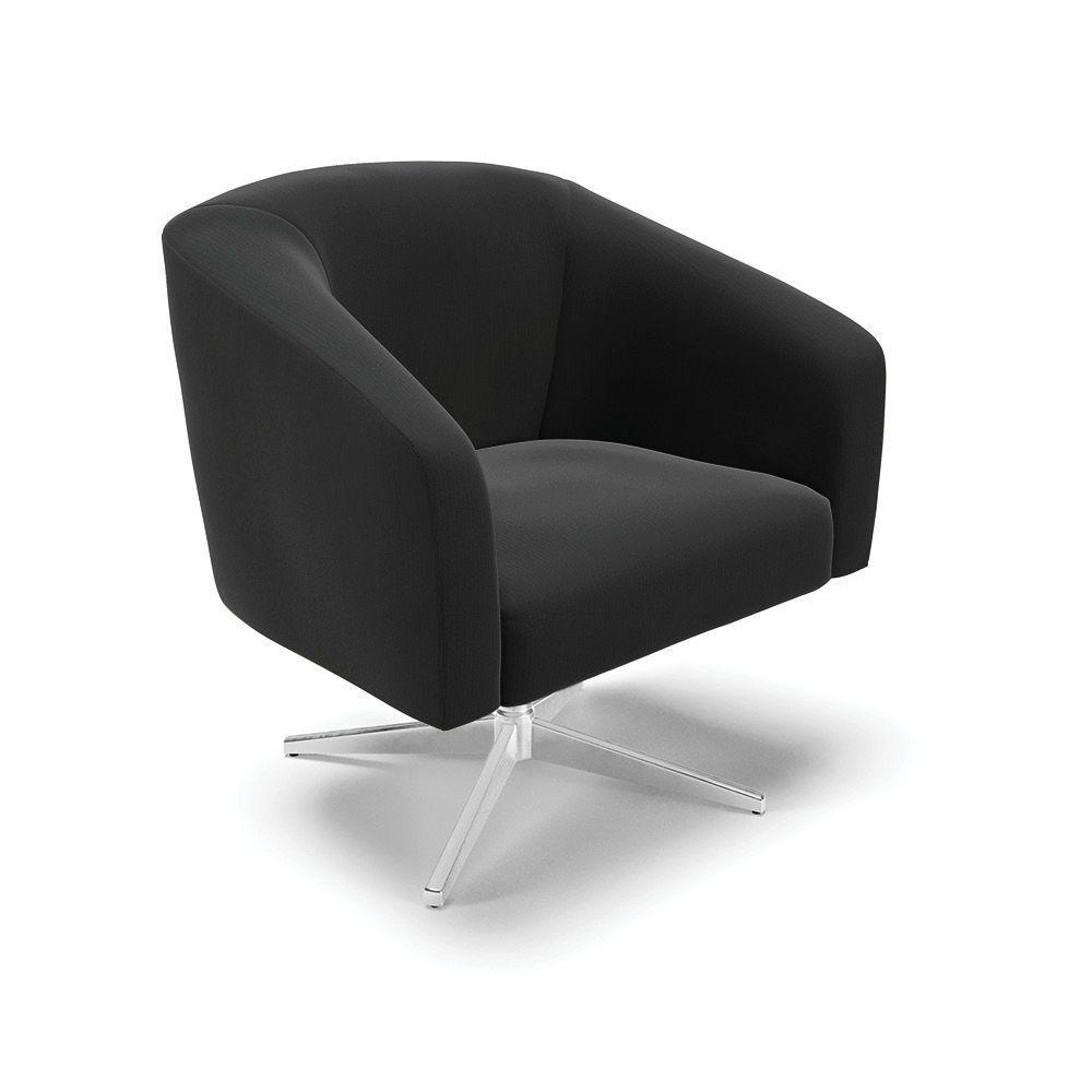 Cadeira Sala De Jantar Giratória Base Cromada Stella Suede D03 - D'rossi Cor Preto - 1