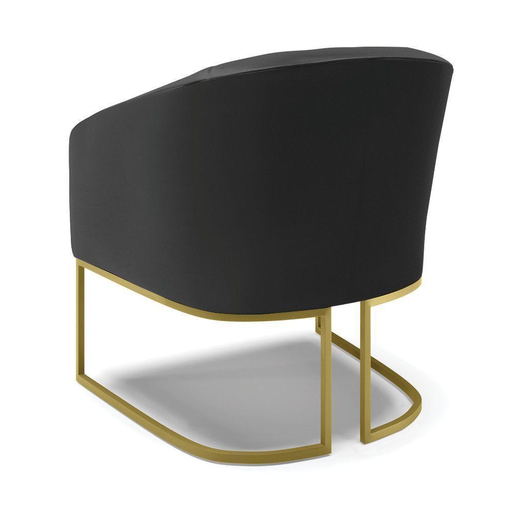 Cadeira Sala De Jantar Industrial Dourado Kit 2 Stella Sintético D03 - D'rossi Cor Preto - 2