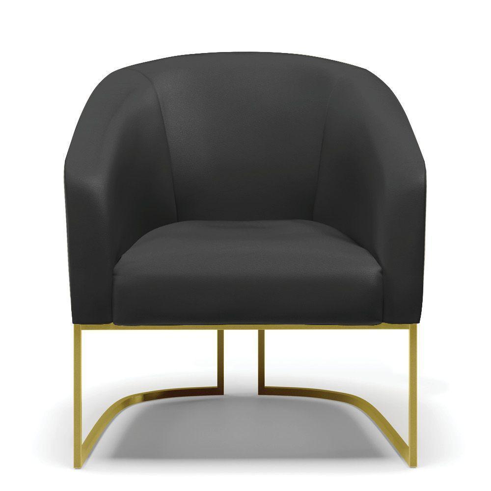 Cadeira Sala De Jantar Industrial Dourado Kit 2 Stella Sintético D03 - D'rossi Cor Preto - 4