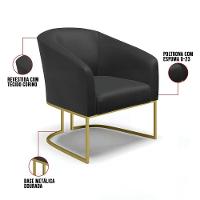 Cadeira Sala De Jantar Industrial Dourado Kit 2 Stella Sintético D03 - D'rossi Cor Preto - 6