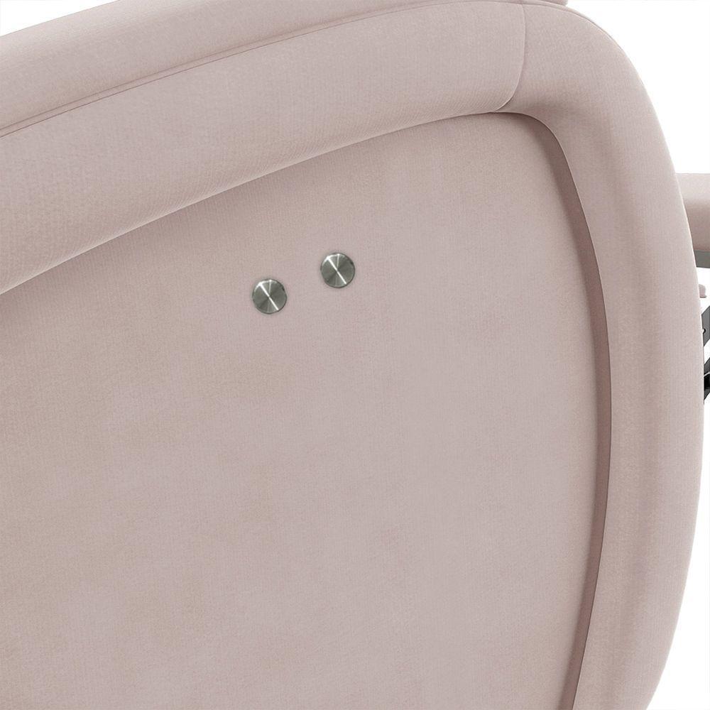 Poltrona Do Papai Reclinável Napoli Power Touch Veludo Fh1 Rose - 7