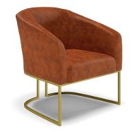 Cadeira Sala De Jantar Base Industrial Dourado Stella Sintético Pu D03 - D'rossi Cor Nozes - 1