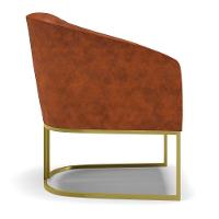 Cadeira Sala De Jantar Base Industrial Dourado Stella Sintético Pu D03 - D'rossi Cor Nozes - 2