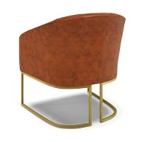 Cadeira Sala De Jantar Base Industrial Dourado Stella Sintético Pu D03 - D'rossi Cor Nozes