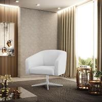 Cadeira Sala De Jantar Giratória Base Cromada Stella Linho D03 - D'rossi Cor Cinza - 6