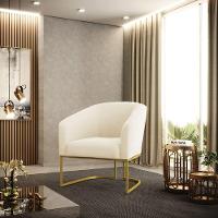 Cadeira Sala De Jantar Base Industrial Dourado Kit 2 Stella Veludo D03 - D'rossi Cor Bege - 5