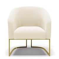 Cadeira Sala De Jantar Base Industrial Dourado Kit 2 Stella Veludo D03 - D'rossi Cor Bege - 8