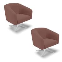 Cadeira Sala De Jantar Giratória Base Cromada Kit 2 Stella Veludo D03 - D'rossi Cor Rose - 1