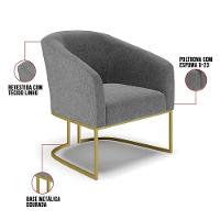 Cadeira Sala De Jantar Base Industrial Dourado Stella Linho D03 - D'rossi Cor Grafite - 5