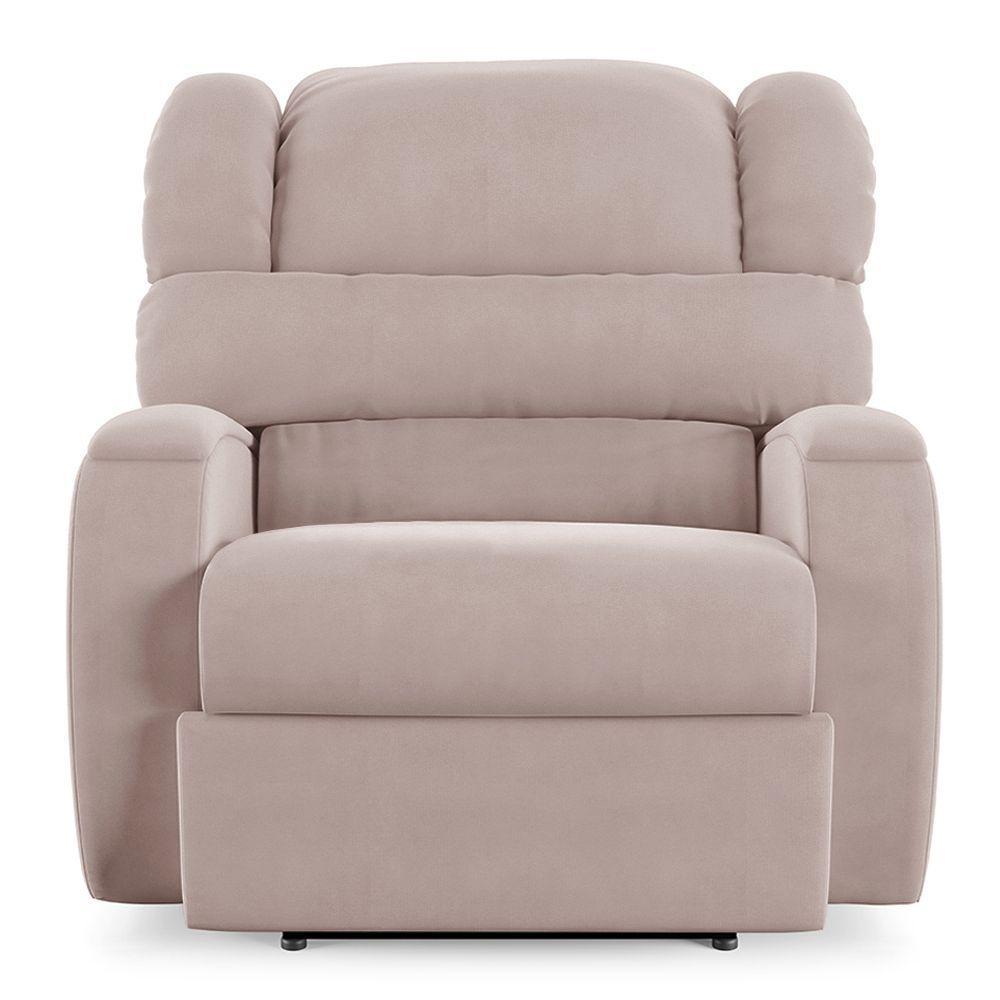 Poltrona Do Papai Reclinável Napoli Elétrica Botão Led Massagem Veludo Fh1 Rose - 3