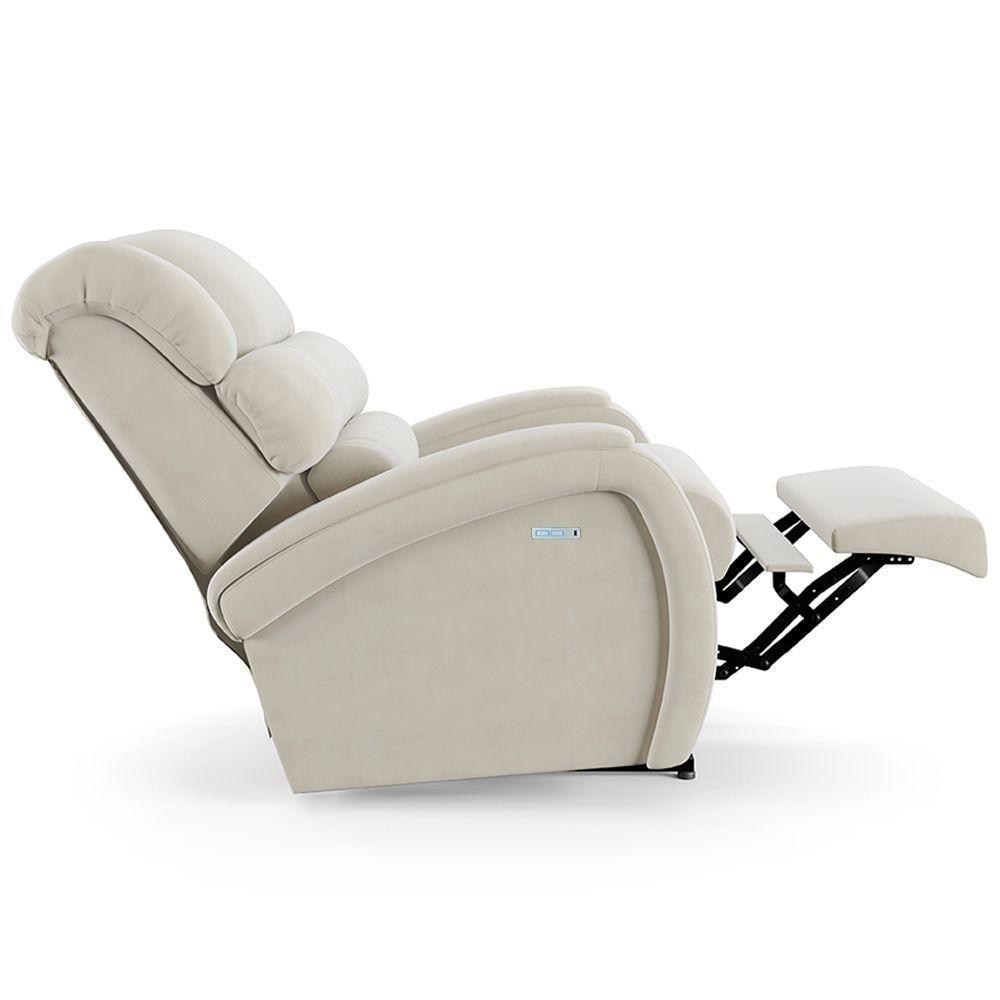 Poltrona Do Papai Reclinável Napoli Elétrica Botão Led Massagem Veludo Fh1 Bege - 2