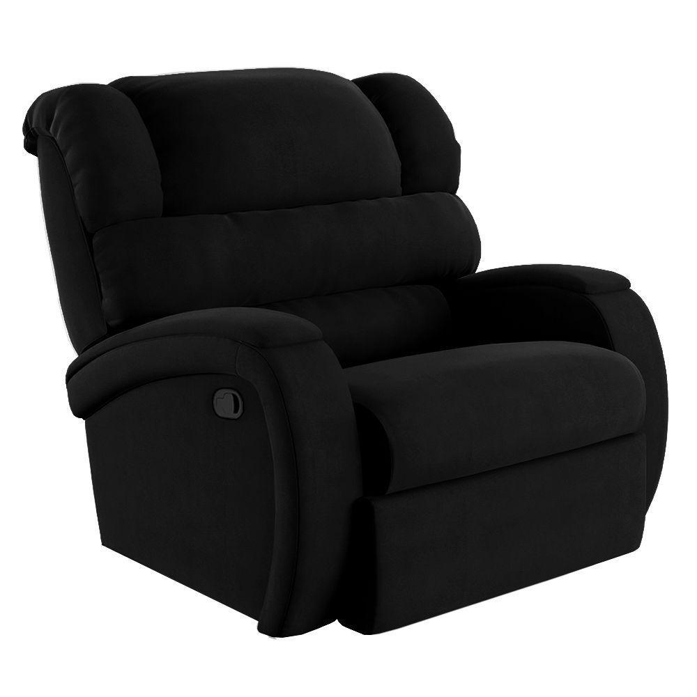 Poltrona Do Papai Reclinável Napoli Manual Gatilho Veludo Fh1 Preto - 1