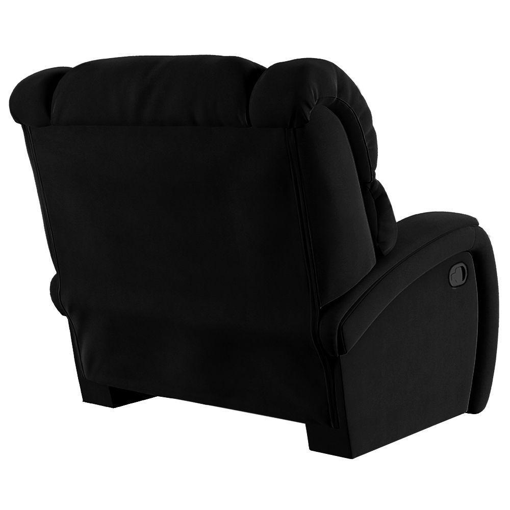 Poltrona Do Papai Reclinável Napoli Manual Gatilho Veludo Fh1 Preto - 2