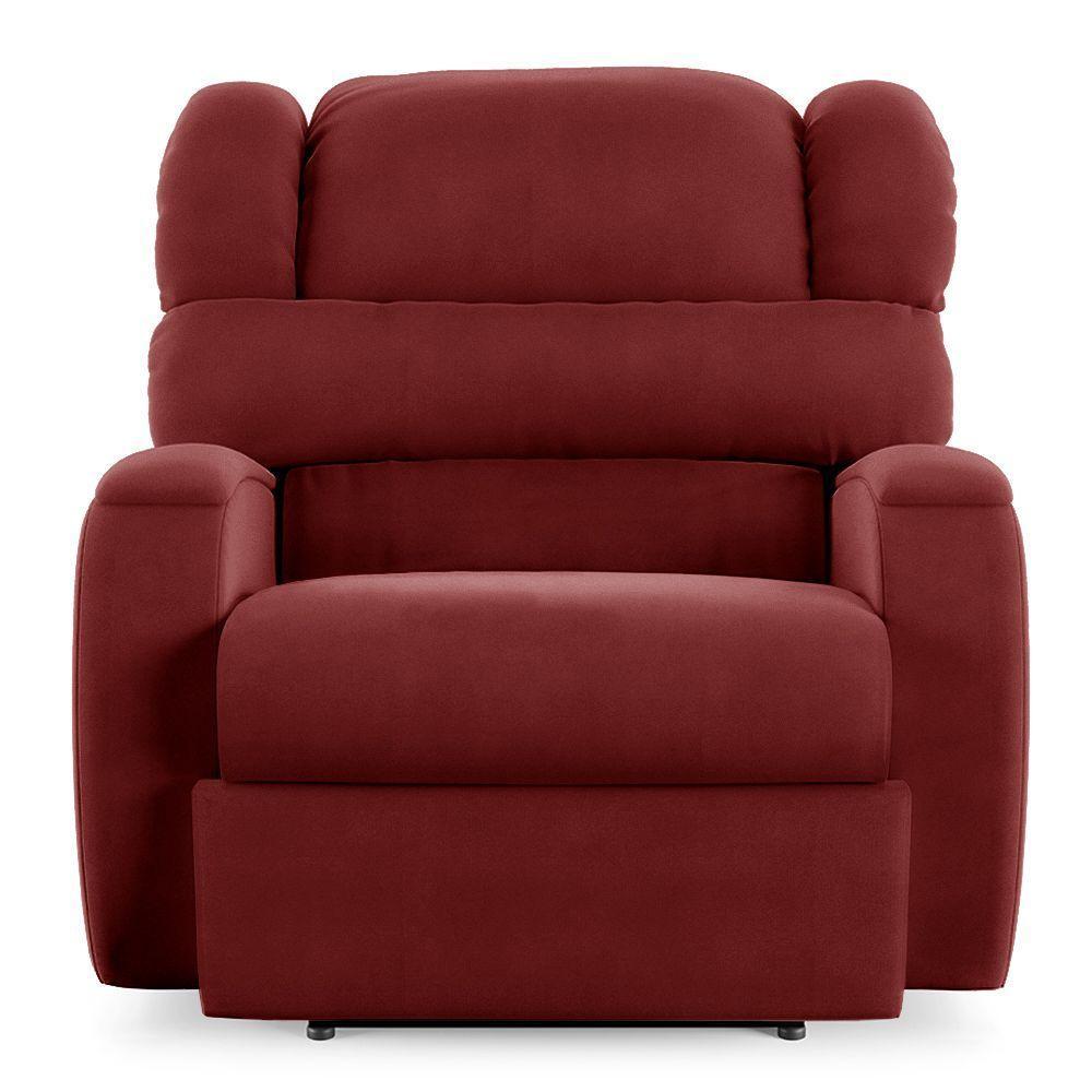 Poltrona Do Papai Reclinável Napoli Elétrica Botão Led Massagem Veludo Fh1 Vermelho - 3