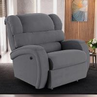 Poltrona Do Papai Reclinável Napoli Power Elétrica Veludo Cinza Fh1 - 6