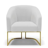 Cadeira Sala De Jantar Base Industrial Dourado Stella Linho D03 - D'rossi Cor Cinza - 3