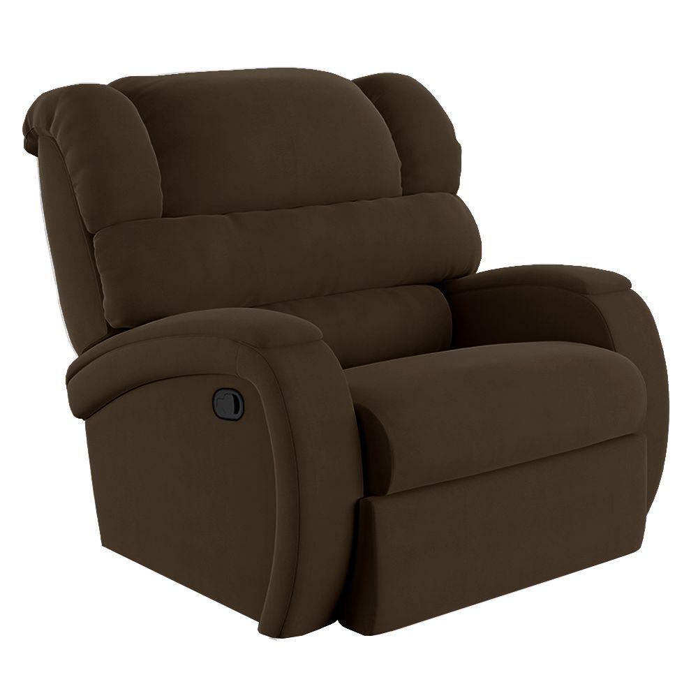 Poltrona Do Papai Reclinável Napoli Manual Gatilho Veludo Fh1 Marrom - 1