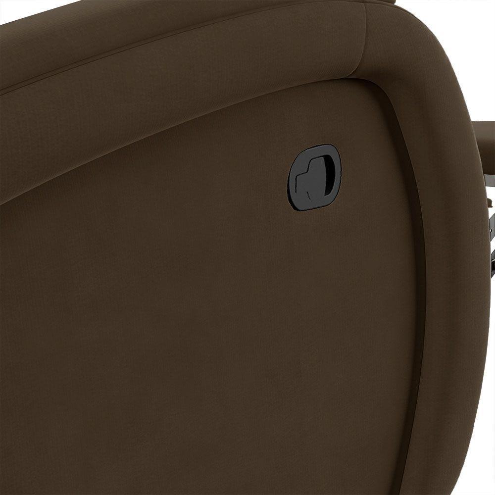 Poltrona Do Papai Reclinável Napoli Manual Gatilho Veludo Fh1 Marrom - 4