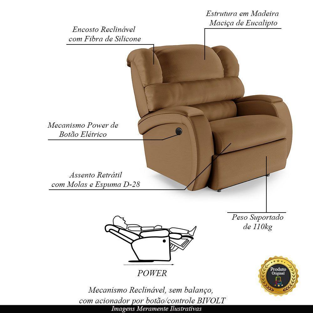 Poltrona Do Papai Reclinável Napoli Power Elétrica Pu Caramelo Fh1 - 6