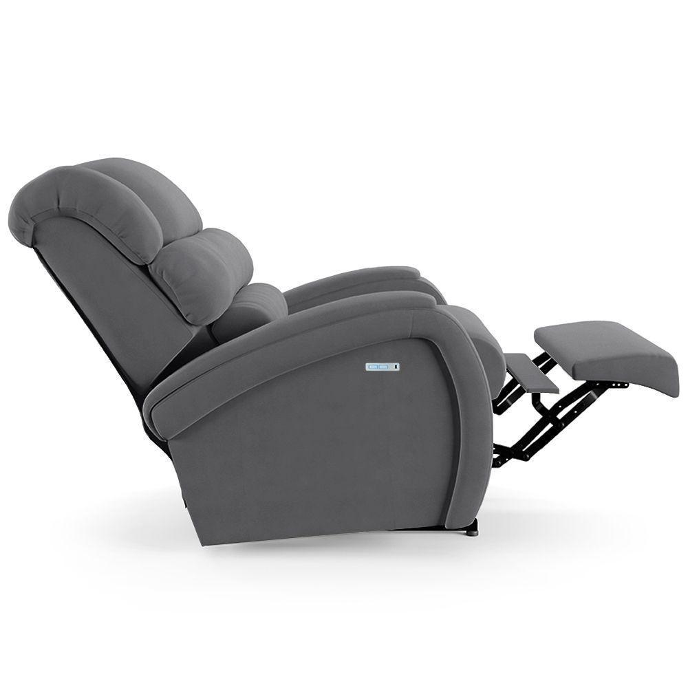 Poltrona Do Papai Reclinável Napoli Elétrica Botão Led Massagem Veludo Fh1 Cinza - 2
