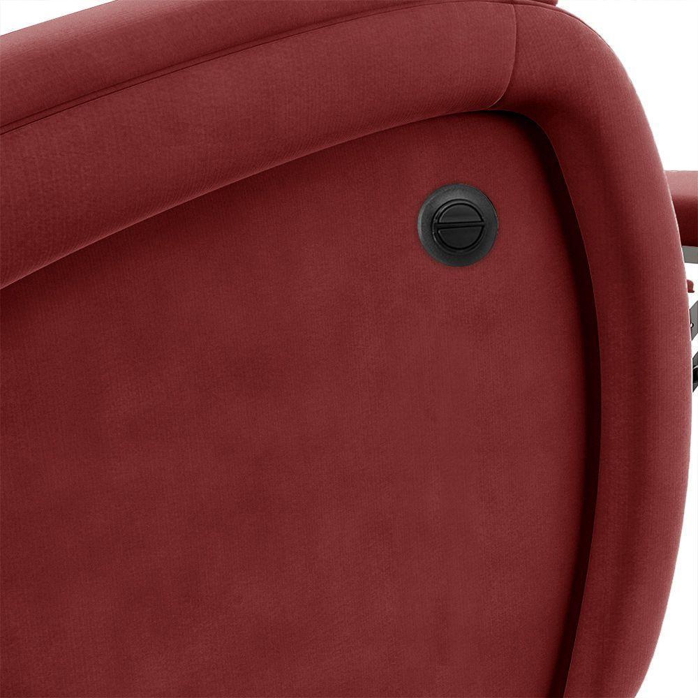 Poltrona Do Papai Reclinável Napoli Power Elétrica Massagem Veludo Vermelho Fh1 - 4