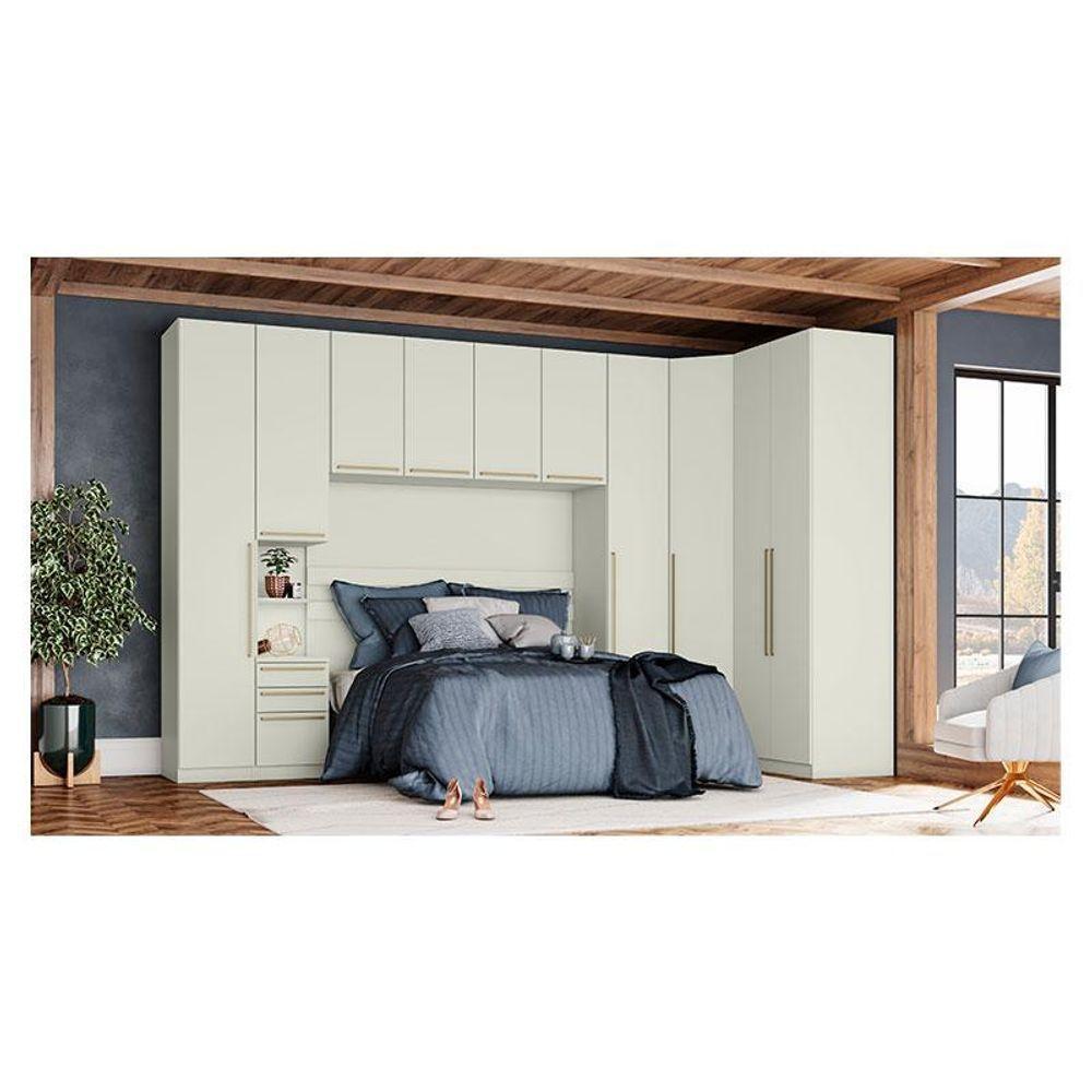 Quarto Modulado Casal Ambiente 3 Seletto 6 Peças Areia - Henn - 2