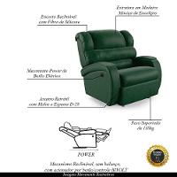 Poltrona Do Papai Reclinável Napoli Power Elétrica Pu Fh1 Verde Musgo - 6