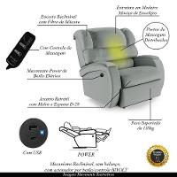 Poltrona Do Papai Reclinável Napoli Power Elétrica Massagem Pu Cinza Fh1 - 7