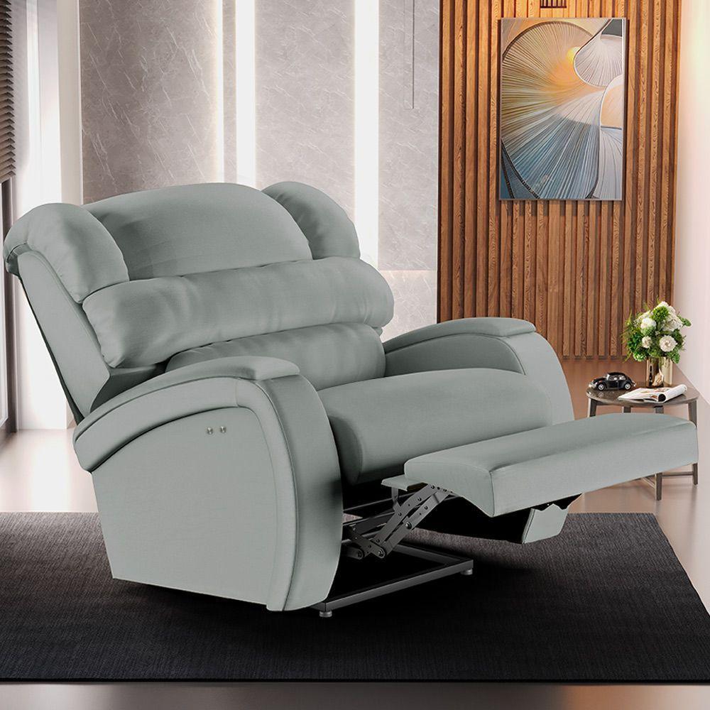 Poltrona Do Papai Reclinável Napoli Power Touch Pu Cinza Fh1 - 8