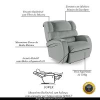 Poltrona Do Papai Reclinável Napoli Power Touch Pu Cinza Fh1 - 6