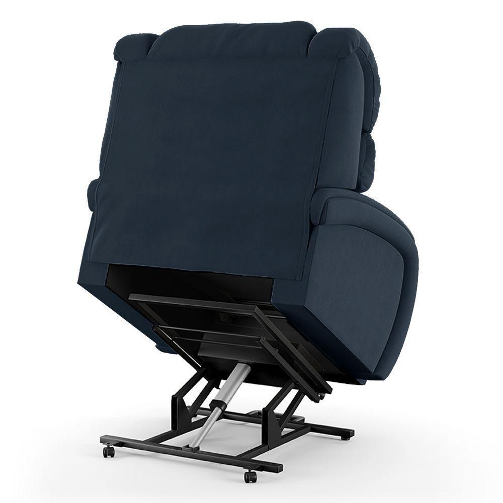 Poltrona Do Papai Reclinável Napoli Elevação Lift Elétrico Veludo Fh1 Azul - 3