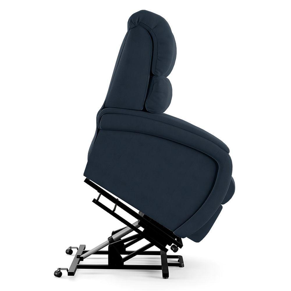 Poltrona Do Papai Reclinável Napoli Elevação Lift Elétrico Veludo Fh1 Azul - 7