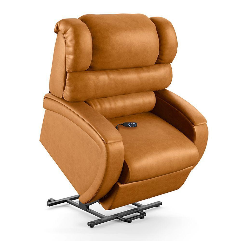 Poltrona Do Papai Reclinável Napoli Elevação Lift Elétrico Pu Whisky Fh1 - 1