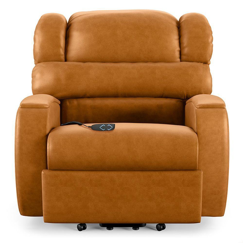 Poltrona Do Papai Reclinável Napoli Elevação Lift Elétrico Pu Whisky Fh1 - 2