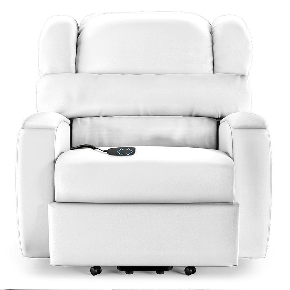 Poltrona Do Papai Reclinável Napoli Elevação Lift Elétrico Pu Branco Fh1 - 2