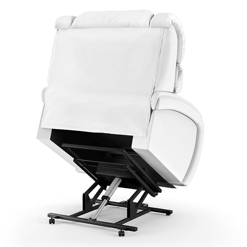 Poltrona Do Papai Reclinável Napoli Elevação Lift Elétrico Pu Branco Fh1 - 3