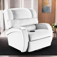 Poltrona Do Papai Reclinável Napoli Elevação Lift Elétrico Pu Branco Fh1 - 7