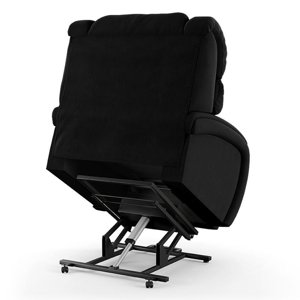 Poltrona Do Papai Reclinável Napoli Elevação Lift Elétrico Veludo Fh1 Preto - 3