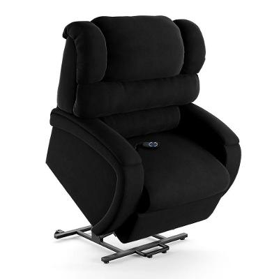 Poltrona Do Papai Reclinável Napoli Elevação Lift Elétrico Veludo Fh1 Preto