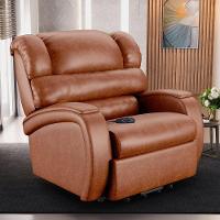 Poltrona Do Papai Reclinável Napoli Elevação Lift Elétrico Pu Caramelo Brilho Fh1 - 6