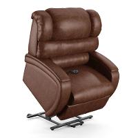 Poltrona Do Papai Reclinável Napoli Elevação Lift Elétrico Pu Marrom Brilho Fh1 - 1