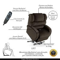 Poltrona Do Papai Reclinável Napoli Elevação Lift Elétrico Pu Marrom Fh1 - 8
