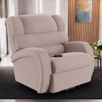 Poltrona Do Papai Reclinável Napoli Elevação Lift Elétrico Veludo Fh1 Rose - 5