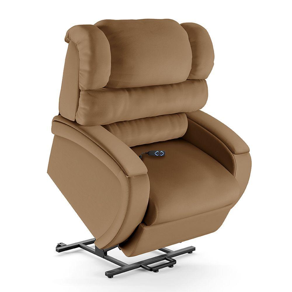 Poltrona Do Papai Reclinável Napoli Elevação Lift Elétrico Pu Caramelo Fh1 - 1