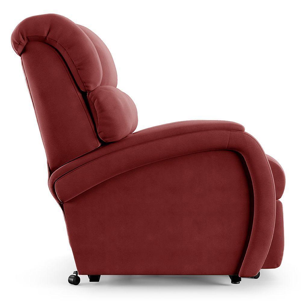 Poltrona Do Papai Reclinável Napoli Elevação Lift Elétrico Veludo Fh1 Vermelho - 4